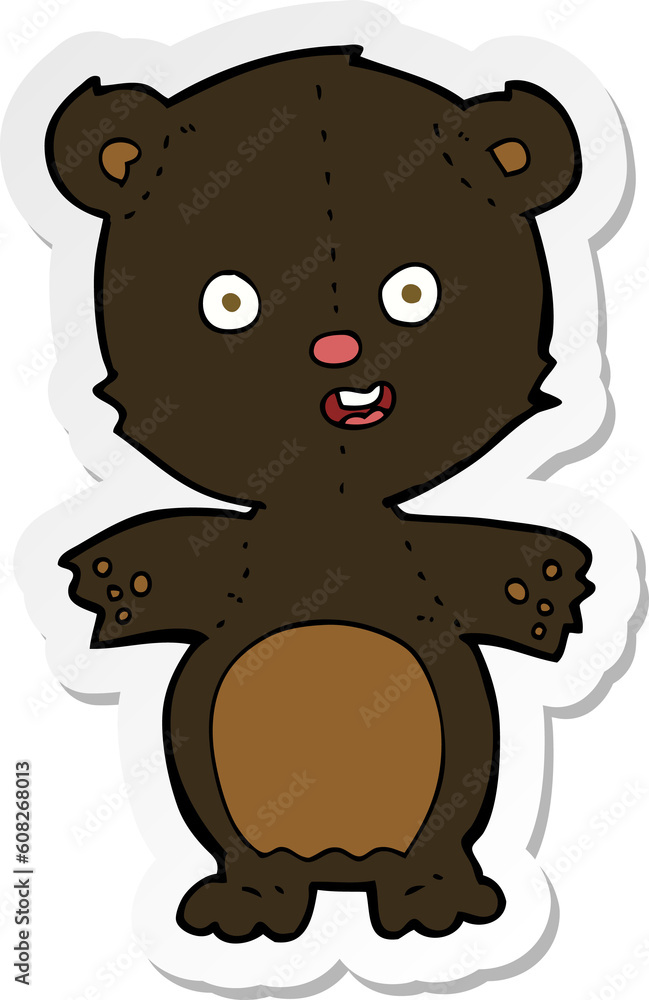 sticker of a cute black bear cartoon sticker of a cute black bear cartoon