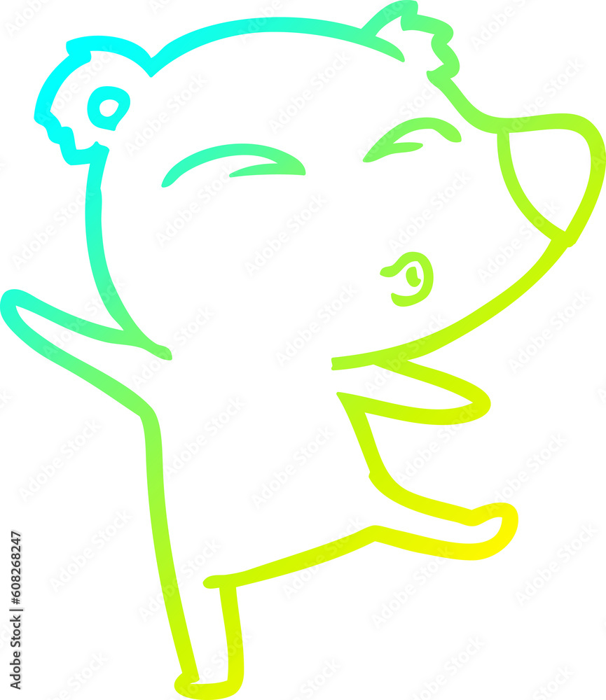 cold gradient line drawing of a cartoon whistling bear cold gradient line drawing of a cartoon whistling bear