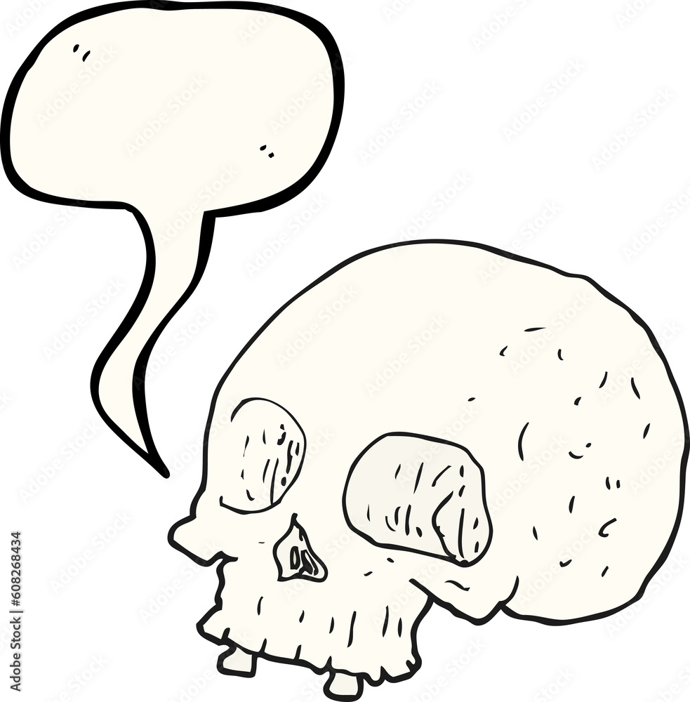 freehand drawn speech bubble cartoon old skull freehand drawn speech bubble cartoon old skull