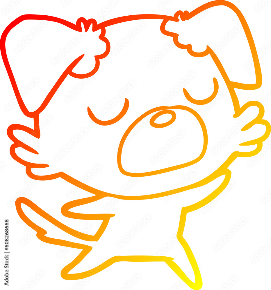 warm gradient line drawing of a cartoon dog warm gradient line drawing of a cartoon dog