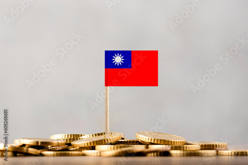 The Flag of Taiwan with Coins.