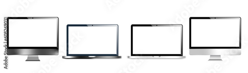 Collection of 3D vector illustrations of laptop and desktop PC
