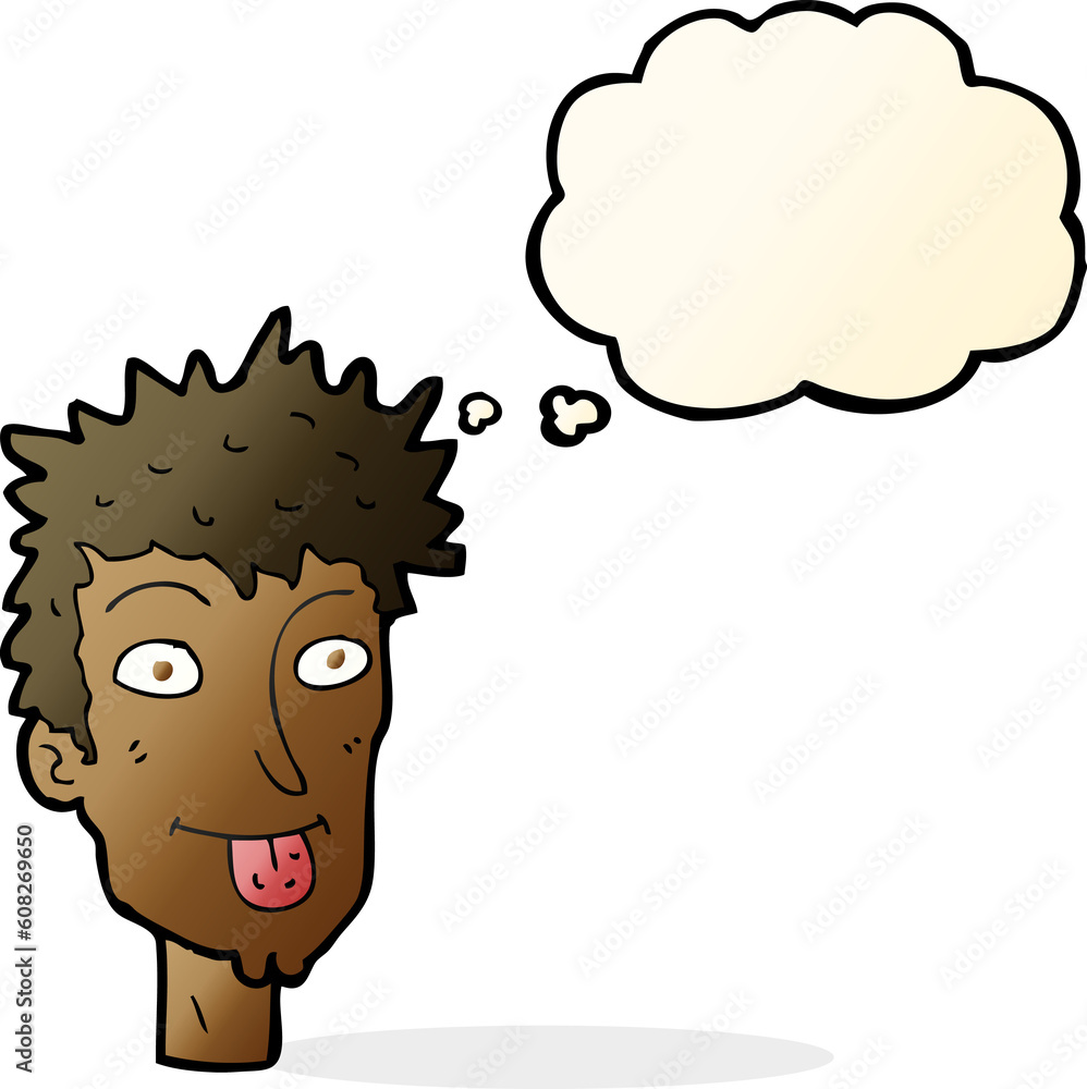 cartoon man sticking out tongue with thought bubble cartoon man sticking out tongue with thought bubble