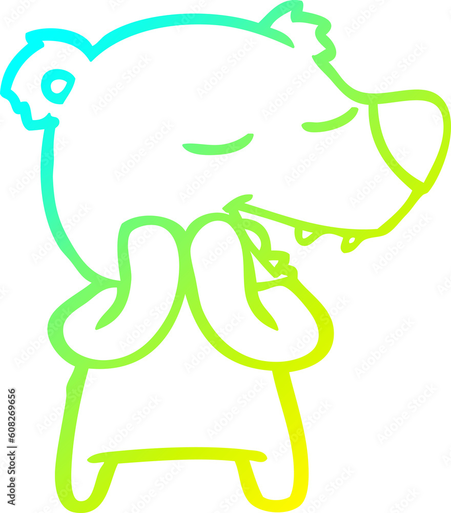 cold gradient line drawing of a cartoon polar bear cold gradient line drawing of a cartoon polar bear