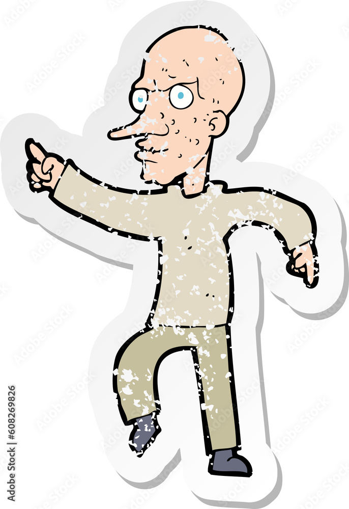 retro distressed sticker of a cartoon angry old man