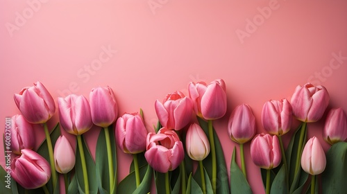 Wallpaper Mural A pink tulips bouquet on pastel pink background with copyspace Torontodigital.ca