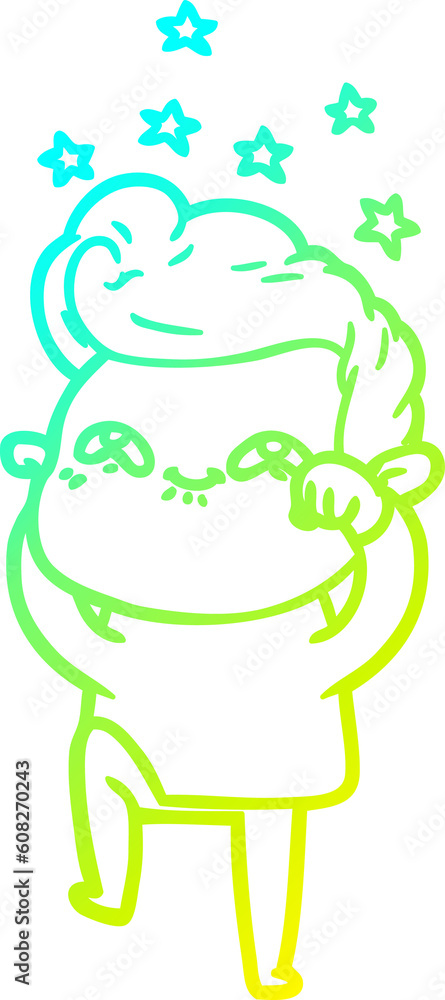 cold gradient line drawing of a cartoon excited man cold gradient line drawing of a cartoon excited man