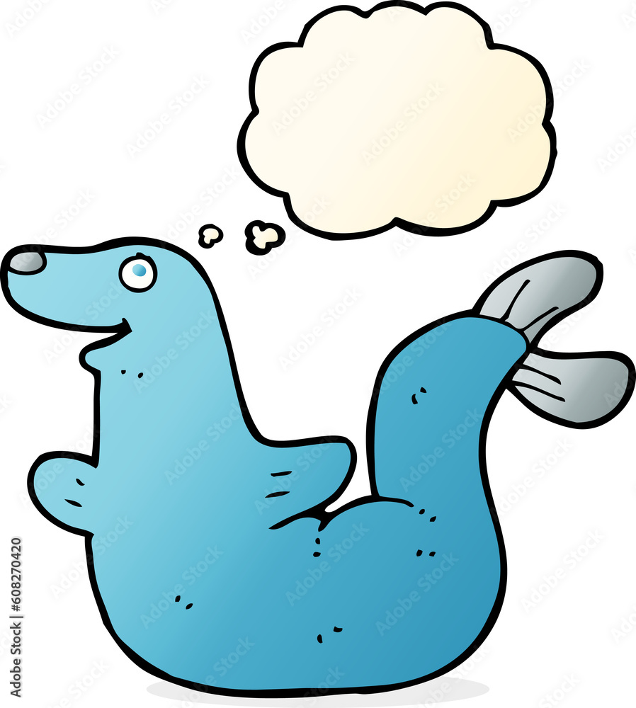 cartoon seal with thought bubble cartoon seal with thought bubble