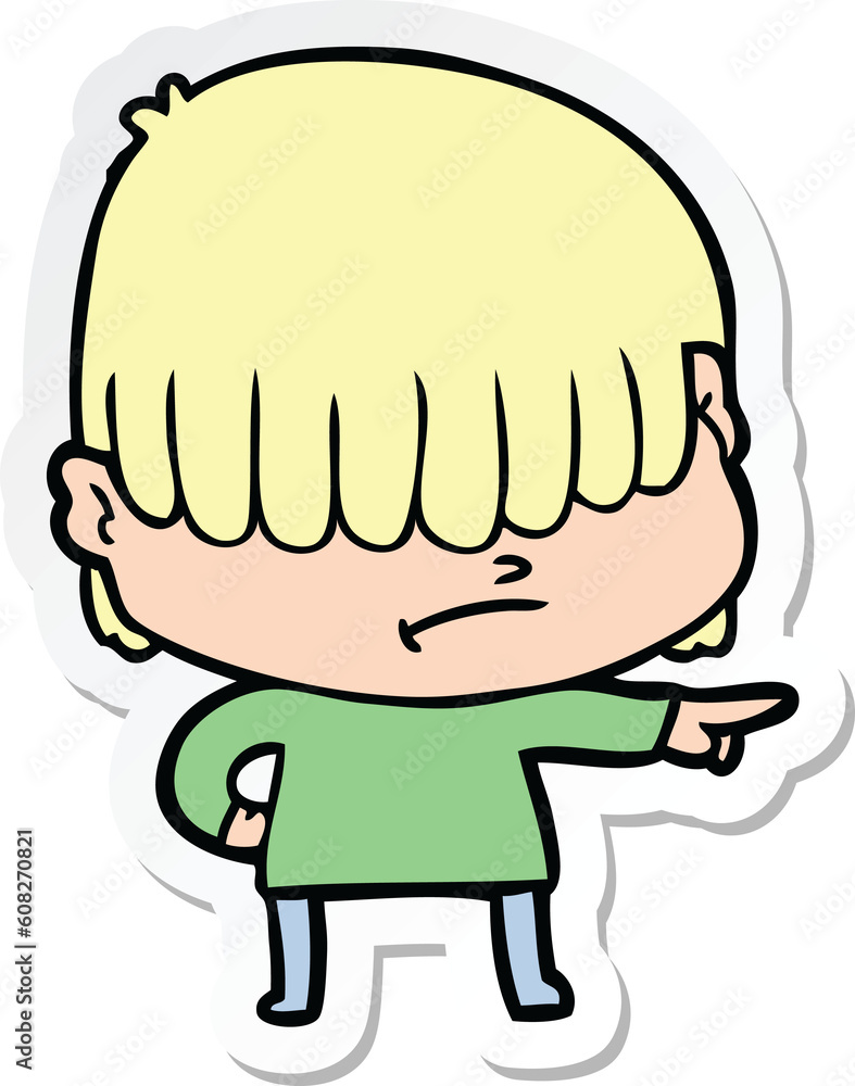 sticker of a cartoon boy with untidy hair sticker of a cartoon boy with untidy hair