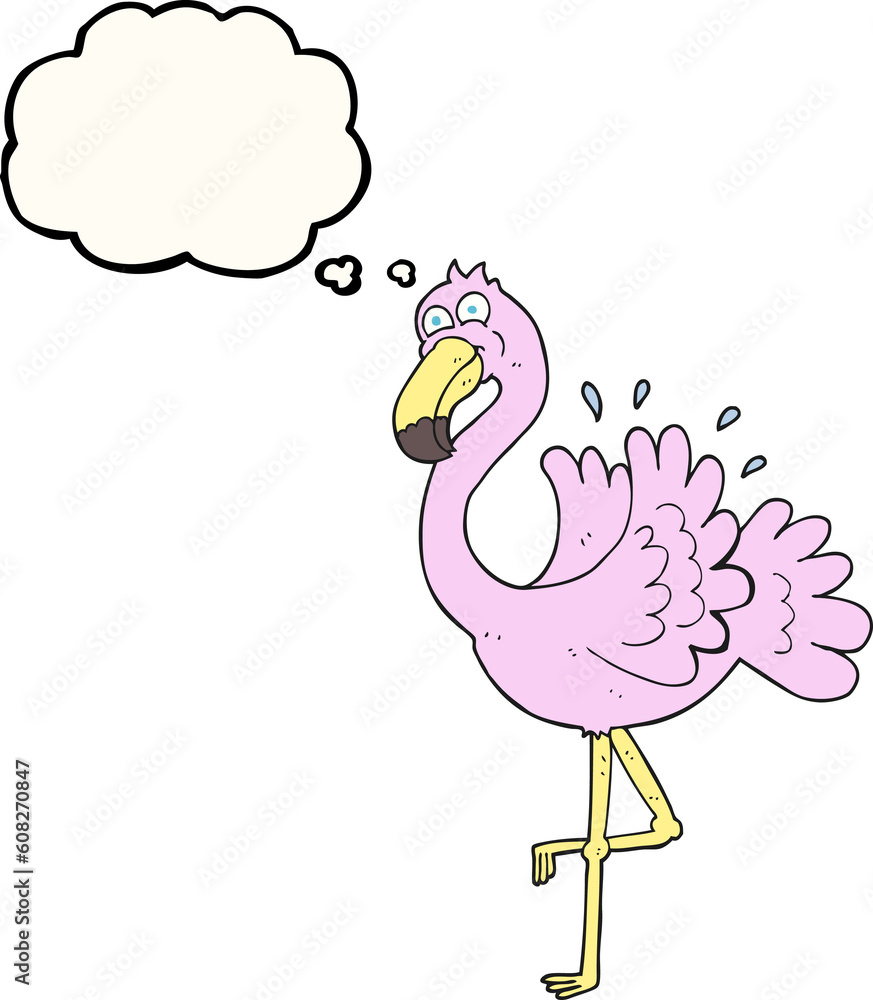 freehand drawn thought bubble cartoon flamingo freehand drawn thought bubble cartoon flamingo