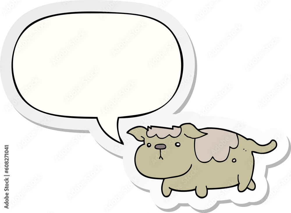 cartoon dog with speech bubble sticker