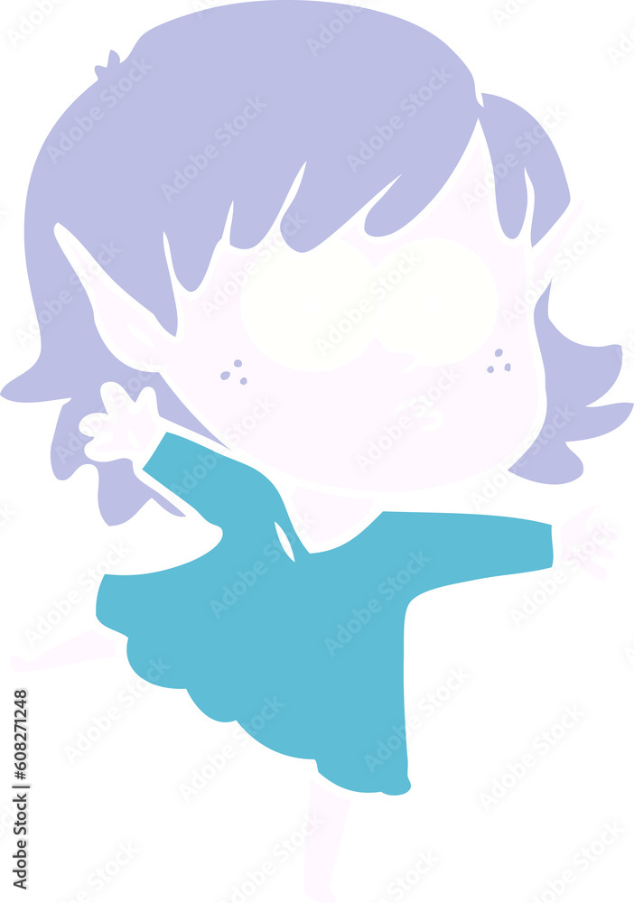 flat color style cartoon elf girl staring flat color style cartoon elf girl staring