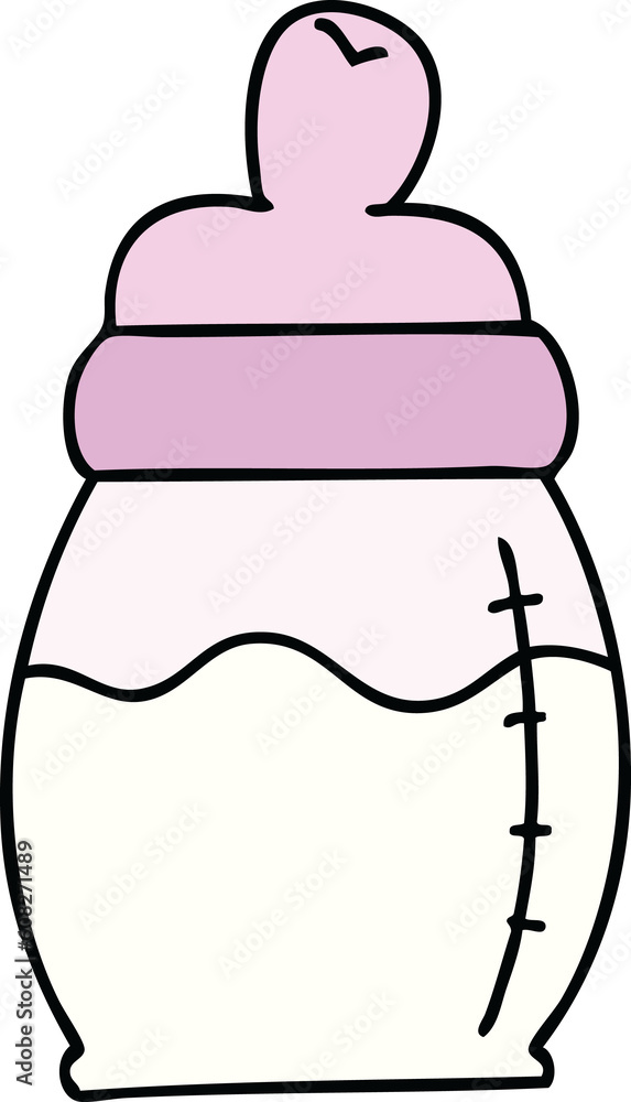 hand drawn quirky cartoon baby milk bottle hand drawn quirky cartoon baby milk bottle