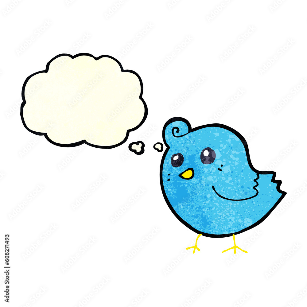 cartoon bird with thought bubble cartoon bird with thought bubble