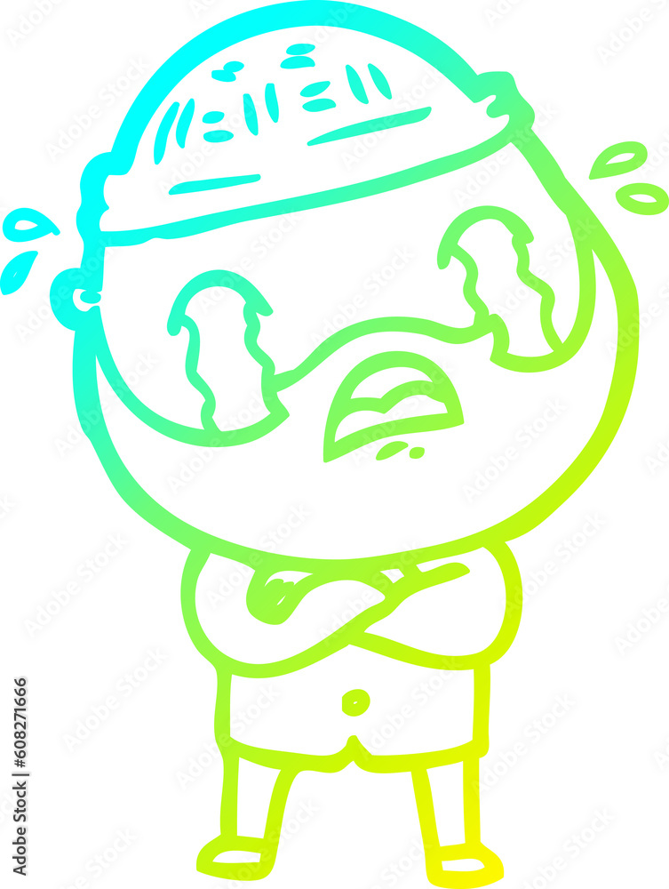 cold gradient line drawing of a cartoon bearded man crying cold gradient line drawing of a cartoon bearded man crying