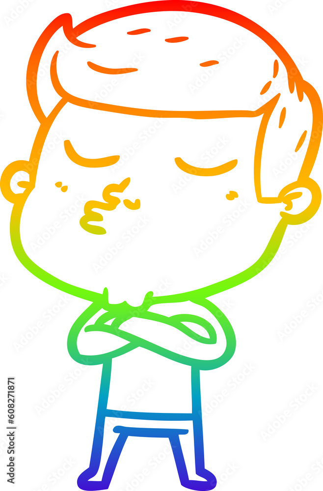 rainbow gradient line drawing of a cartoon model guy pouting rainbow gradient line drawing of a cartoon model guy pouting