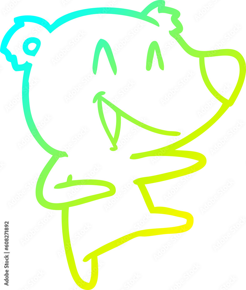 cold gradient line drawing of a laughing bear cartoon cold gradient line drawing of a laughing bear cartoon