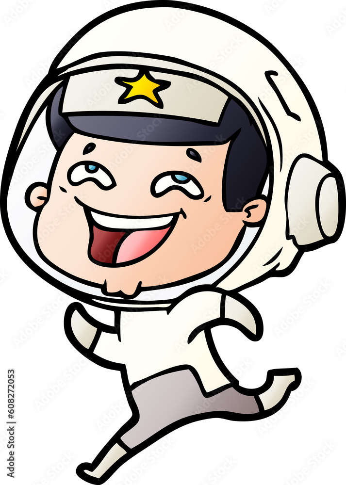 cartoon laughing astronaut