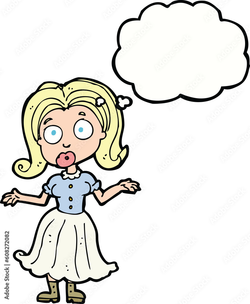 cartoon confused girl with thought bubble cartoon confused girl with thought bubble