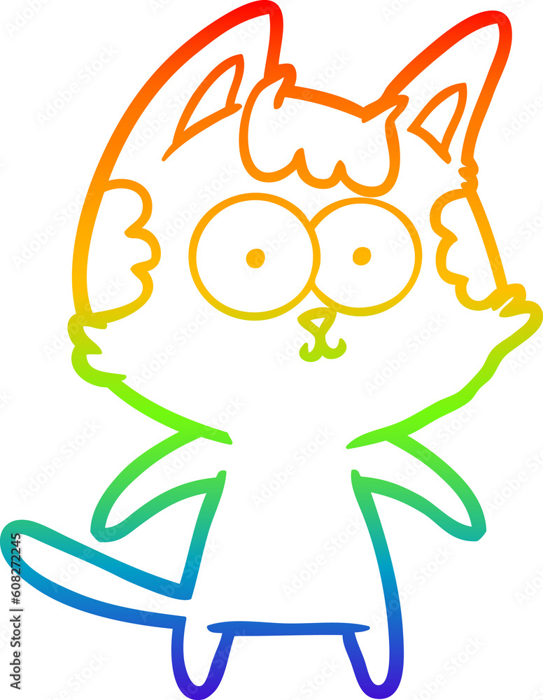rainbow gradient line drawing of a happy cartoon cat rainbow gradient line drawing of a happy cartoon cat