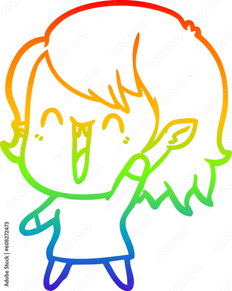 rainbow gradient line drawing of a cute cartoon happy vampire girl rainbow gradient line drawing of a cute cartoon happy vampire girl