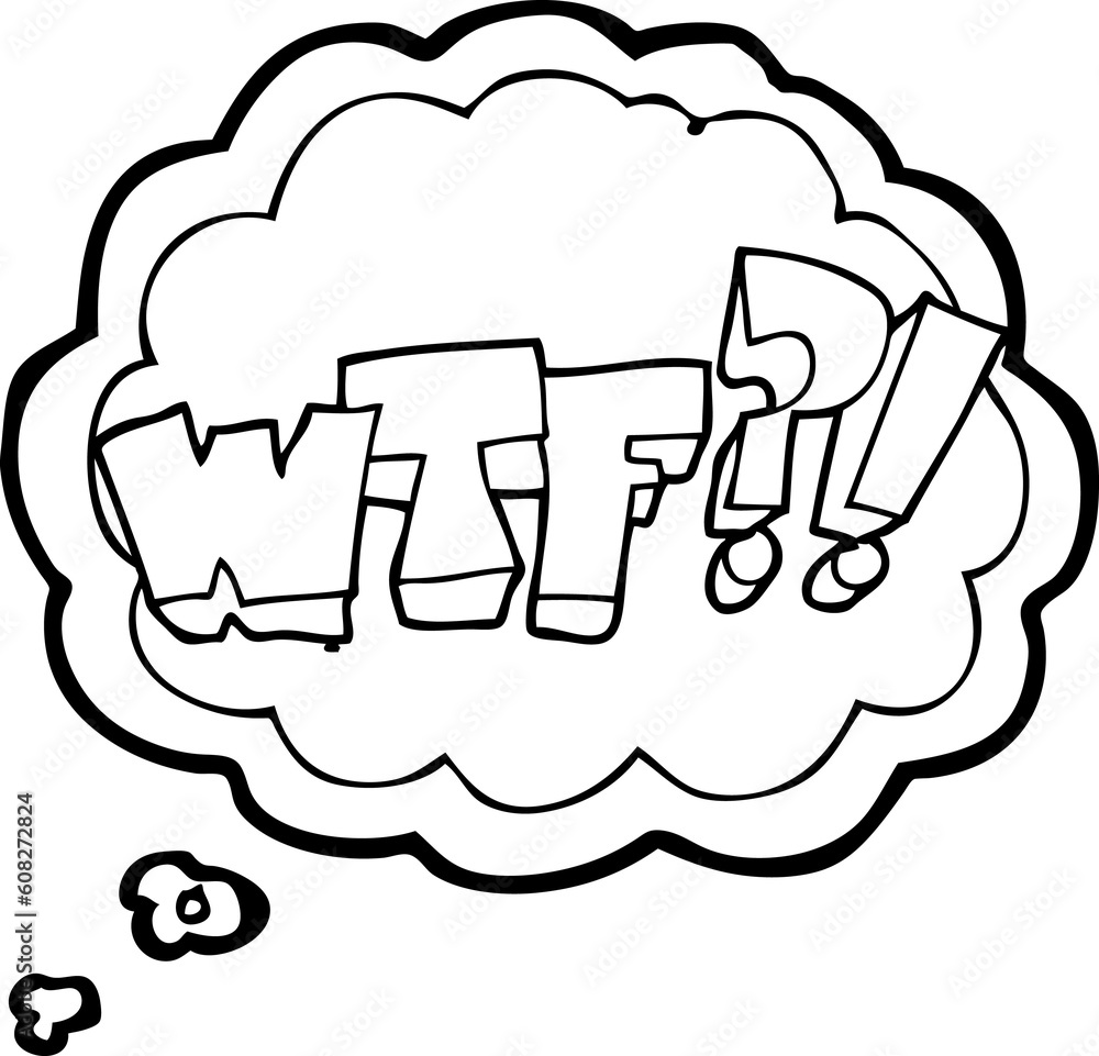 freehand drawn thought bubble cartoon WTF symbol freehand drawn thought bubble cartoon WTF symbol