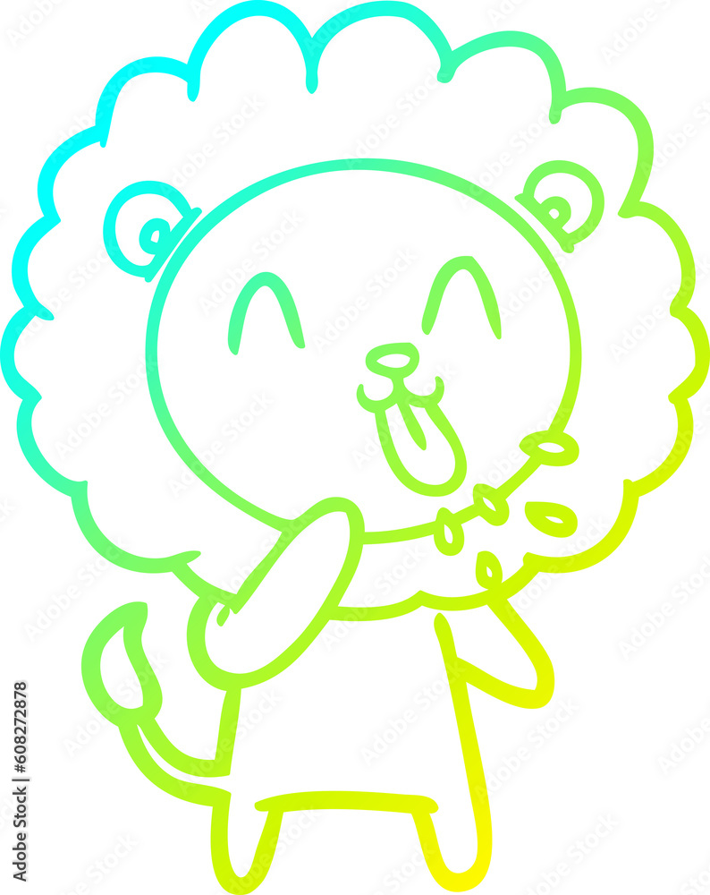 cold gradient line drawing of a happy cartoon lion cold gradient line drawing of a happy cartoon lion