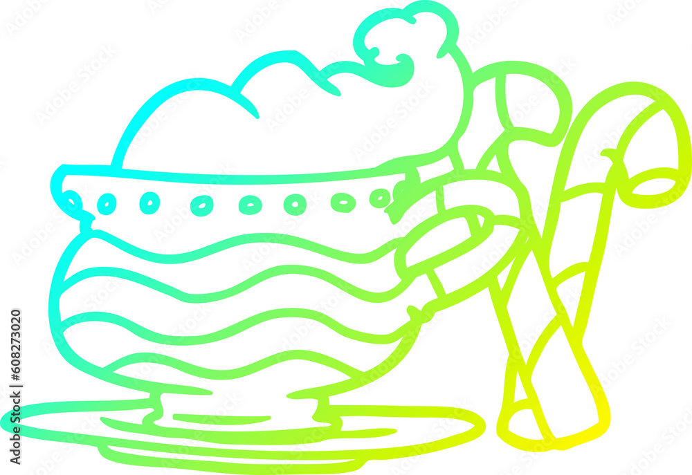 cold gradient line drawing of a christmas cocoa with candy canes cold gradient line drawing of a christmas cocoa with candy canes
