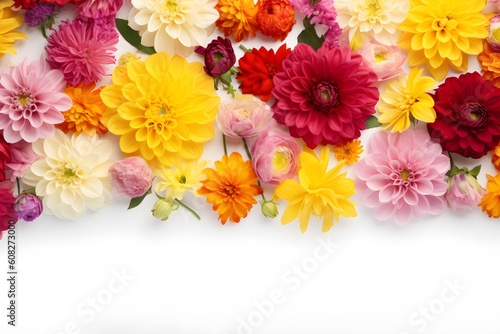 Colorful flowers composition on white background