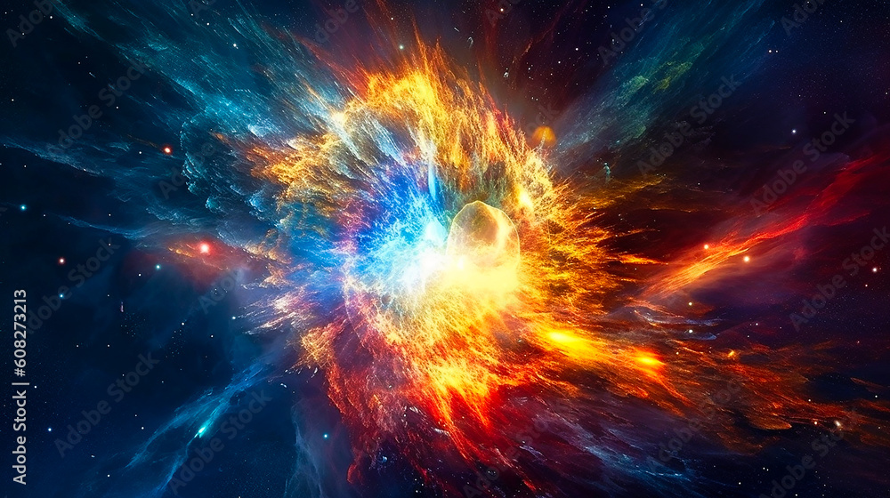 Graphic representation of a supernova explosion in a distant galaxy. Ai generativ.
