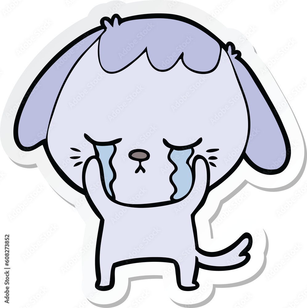 Fototapeta premium sticker of a cute puppy crying cartoon