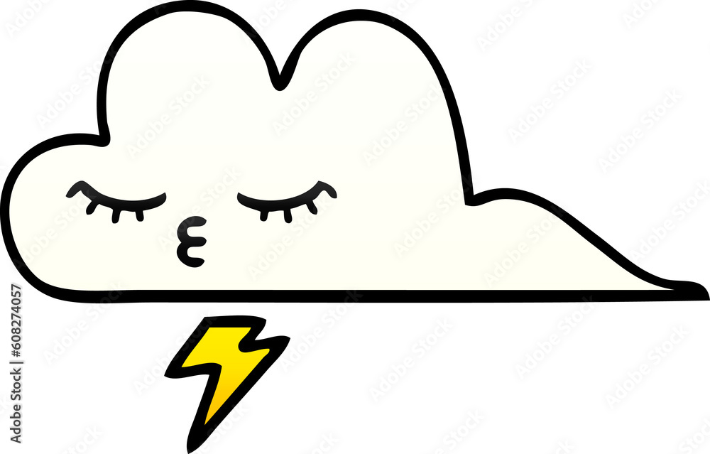 gradient shaded cartoon of a thunder cloud