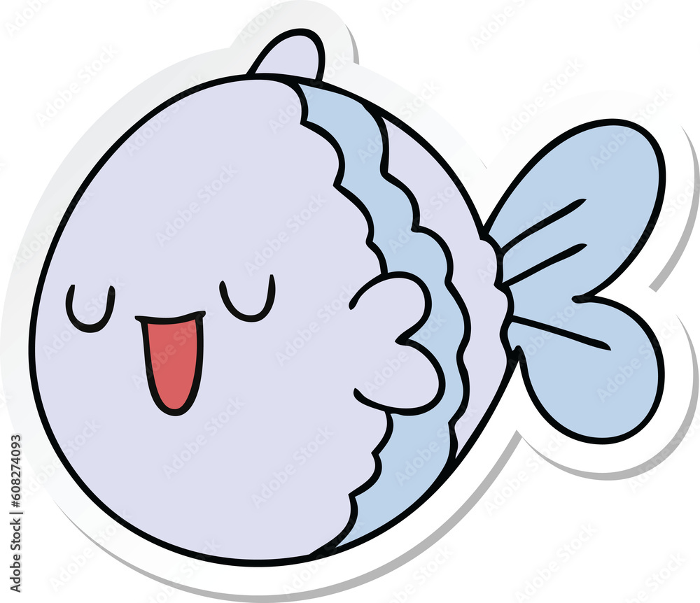 sticker of a quirky hand drawn cartoon fish sticker of a quirky hand drawn cartoon fish