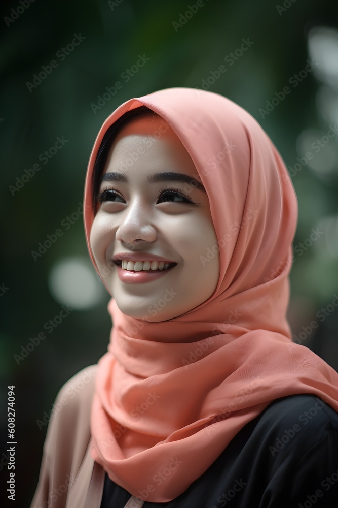 Portrait of a beautiful south east asian muslim woman wearing hijab and smiling Portrait of a beautiful south east asian muslim woman wearing hijab and smiling