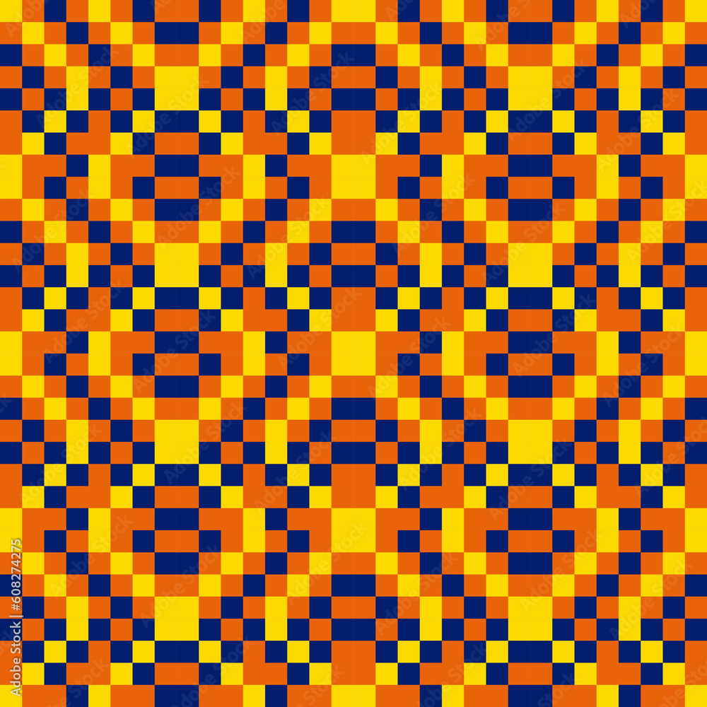 Fototapeta premium blue, yellow, orange, lattice-contiguous checkered background