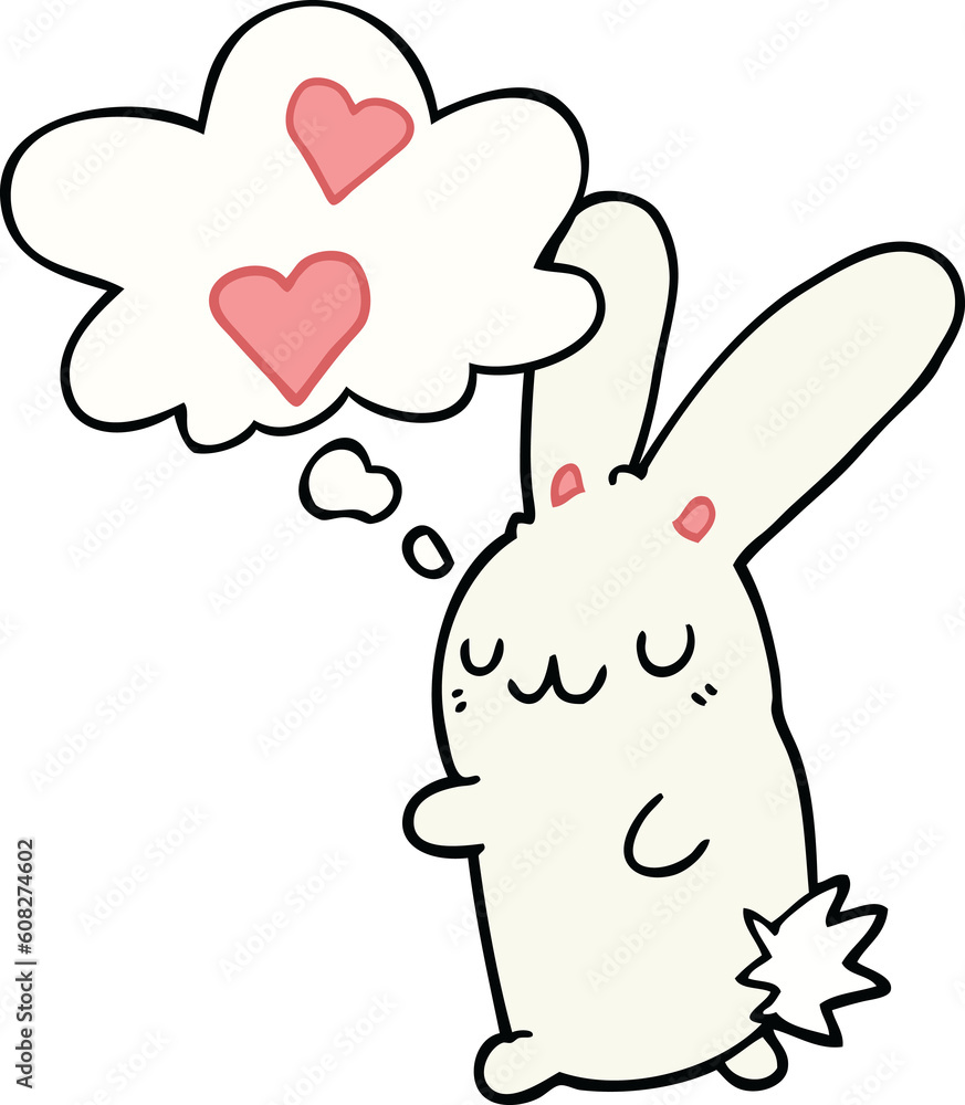 cartoon rabbit in love with thought bubble cartoon rabbit in love with thought bubble