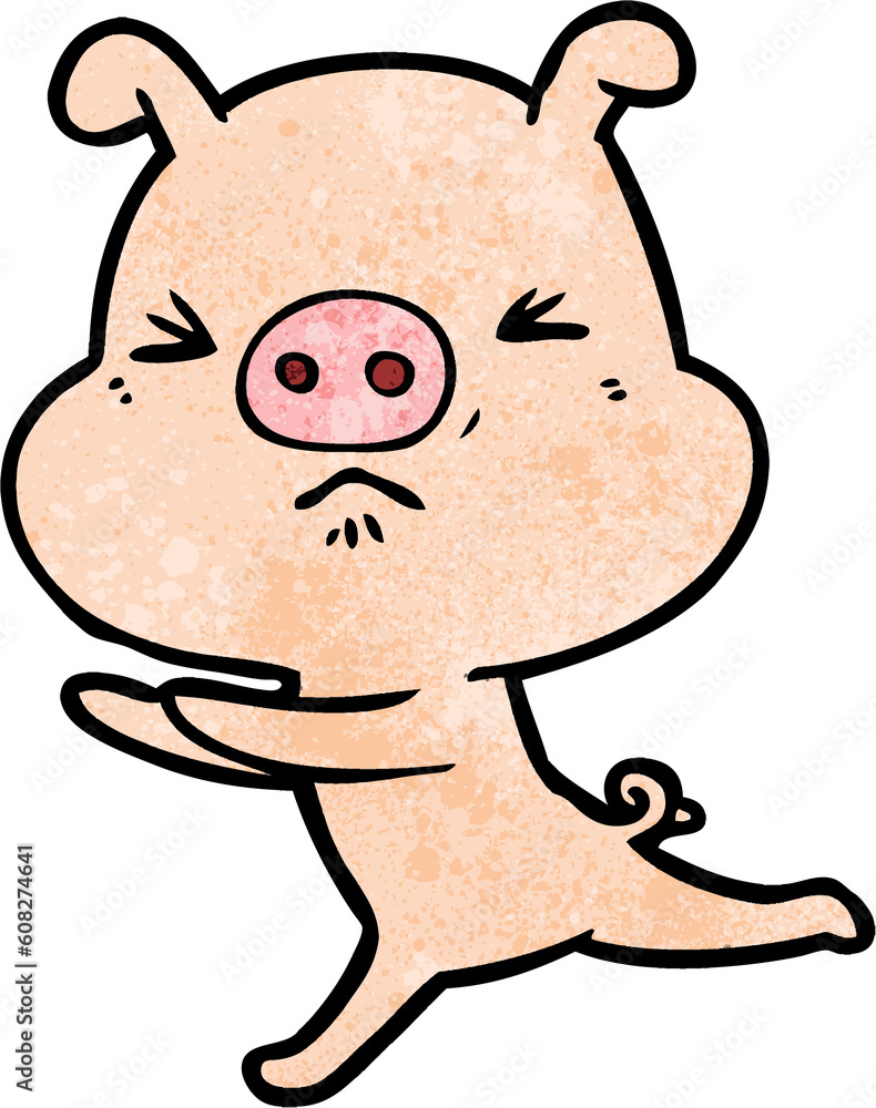 cartoon annoyed pig running cartoon annoyed pig running