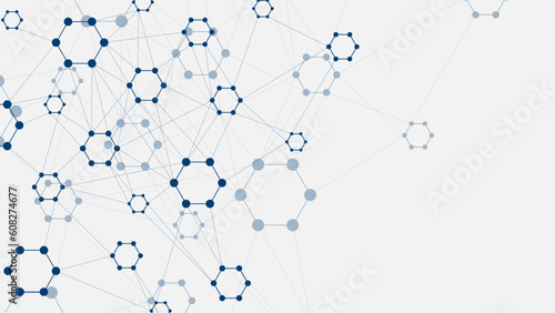 Hexagons shapes molecular structure background. Genetic research, chemical engineering. Medical innovation, chemistry, science and technology background.