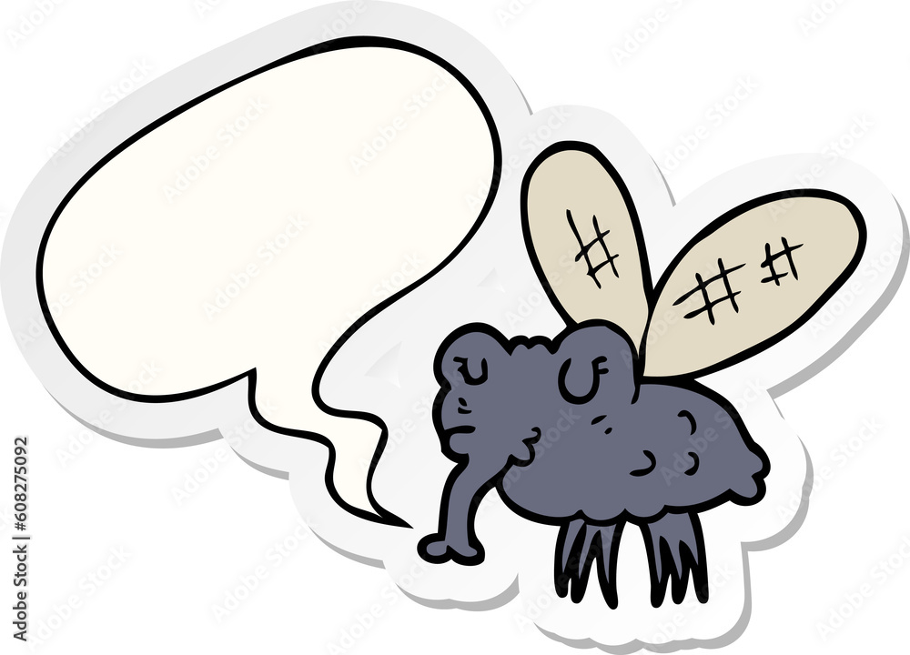 cartoon fly with speech bubble sticker cartoon fly with speech bubble sticker