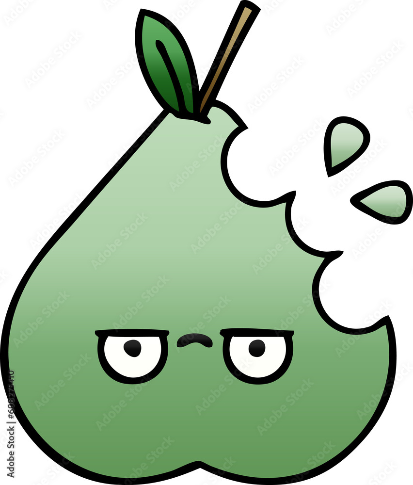 gradient shaded cartoon of a green pear gradient shaded cartoon of a green pear