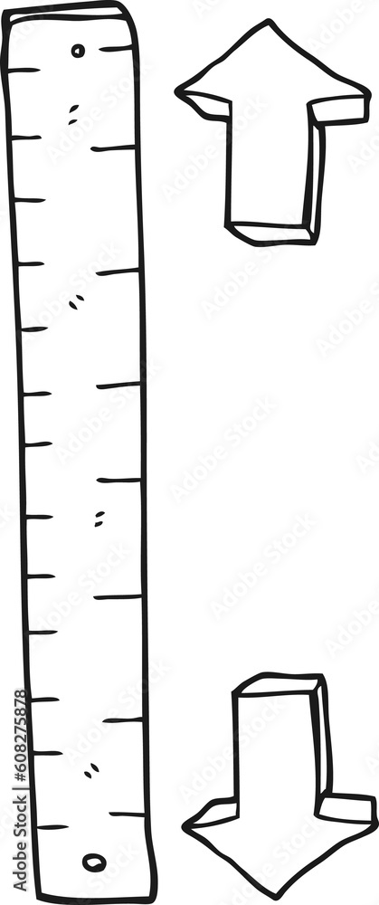 freehand drawn black and white cartoon wooden ruler freehand drawn black and white cartoon wooden ruler