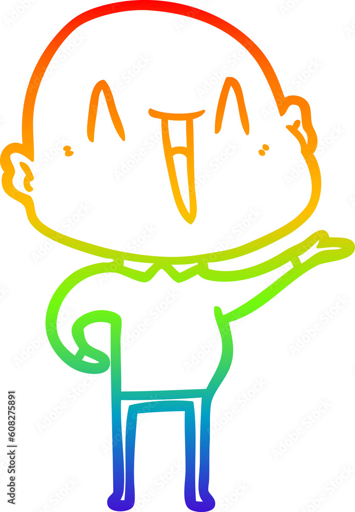 rainbow gradient line drawing of a happy cartoon bald man rainbow gradient line drawing of a happy cartoon bald man