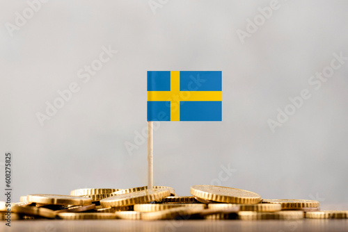 The Flag of Sweden with Coins.
