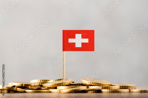 The Flag of Switzerland with Coins.