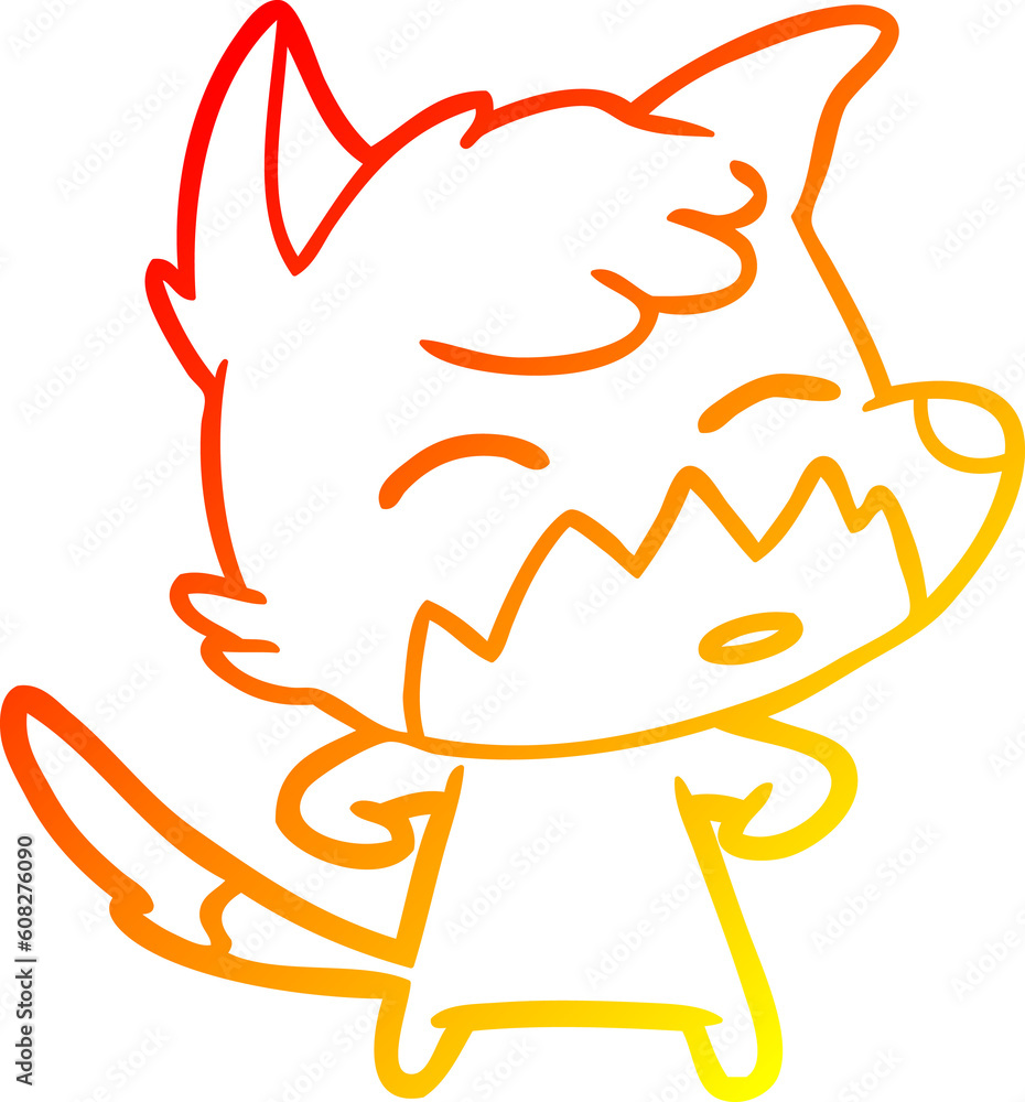warm gradient line drawing of a cartoon fox warm gradient line drawing of a cartoon fox