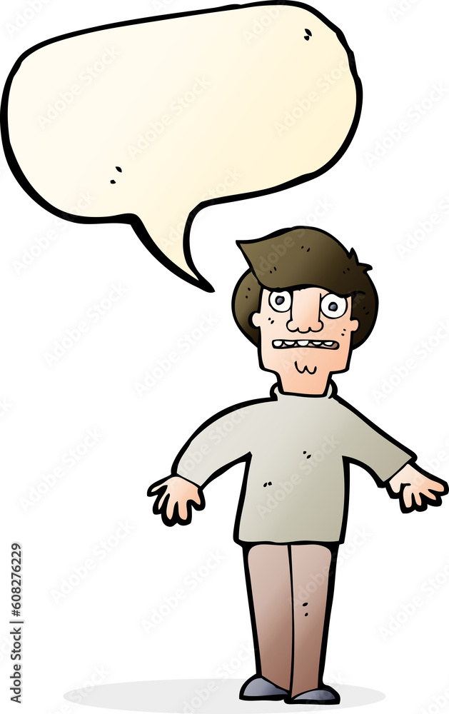 cartoon shocked man with speech bubble