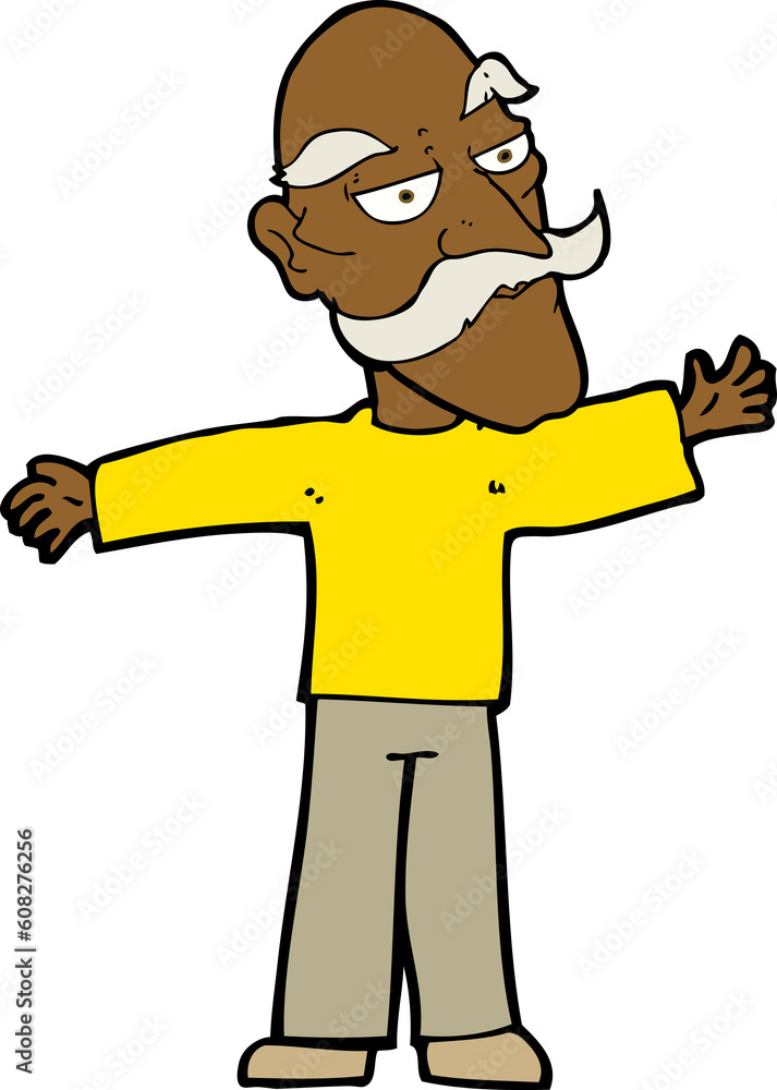 cartoon old man spreading arms wide cartoon old man spreading arms wide