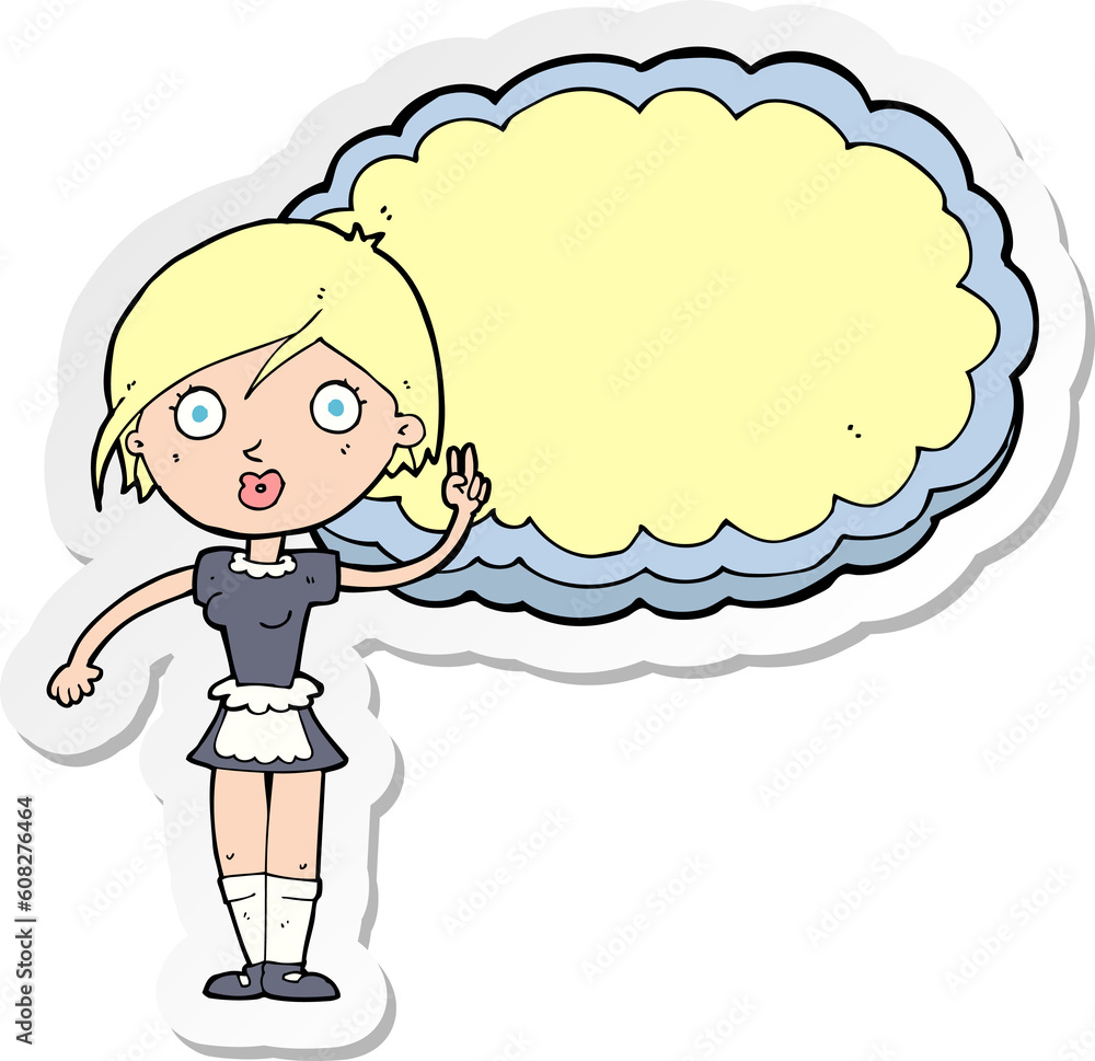 sticker of a cartoon waitress with text space sticker of a cartoon waitress with text space