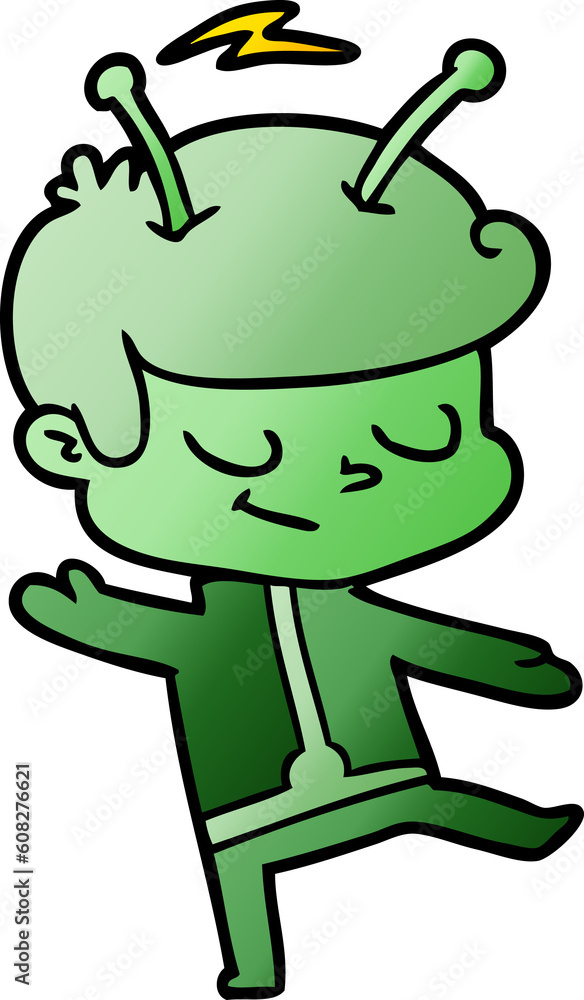 Fototapeta premium friendly cartoon spaceman dancing