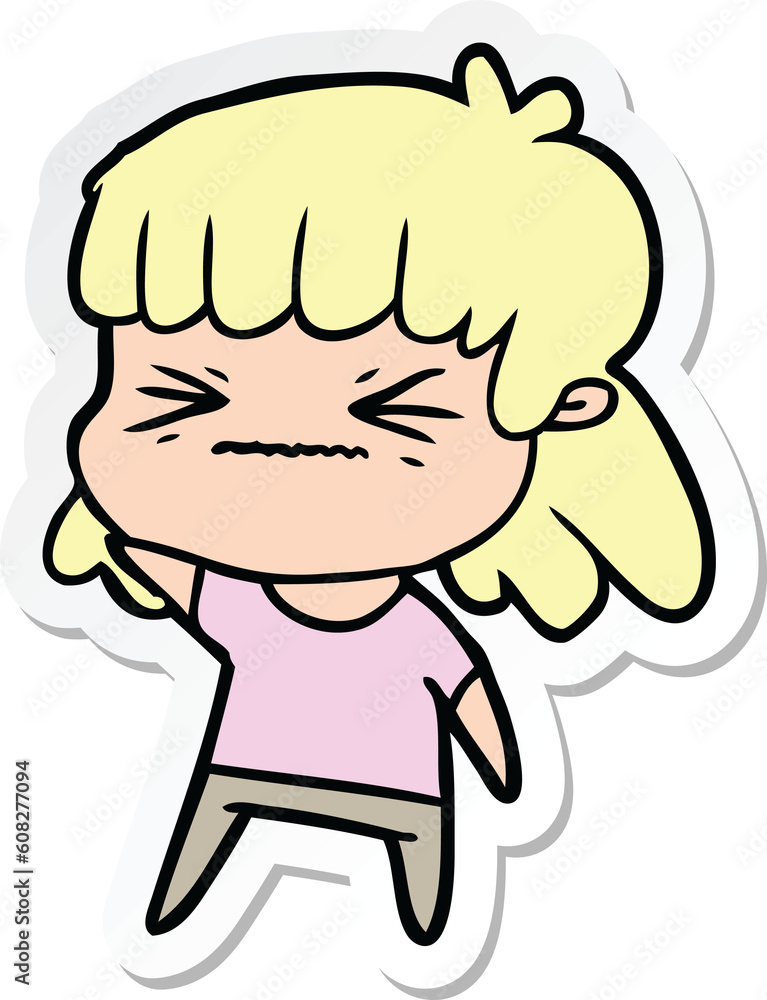 sticker of a cartoon woman sticker of a cartoon woman